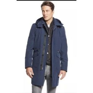 MICHAEL Kors Mens Conway Vested Rain Coat 3 In 1 Navy Blue Size M NWT